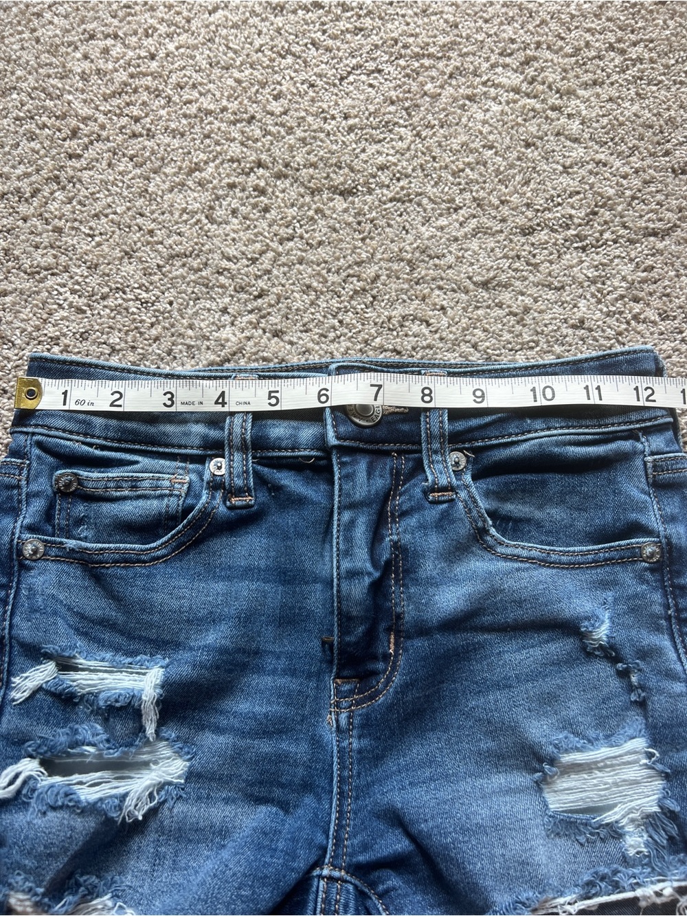American Eagle Outfitters Hi-Rise Shortie Shorts Women’s 0 Dark Blue Denim Wash - Picture 7 of 10